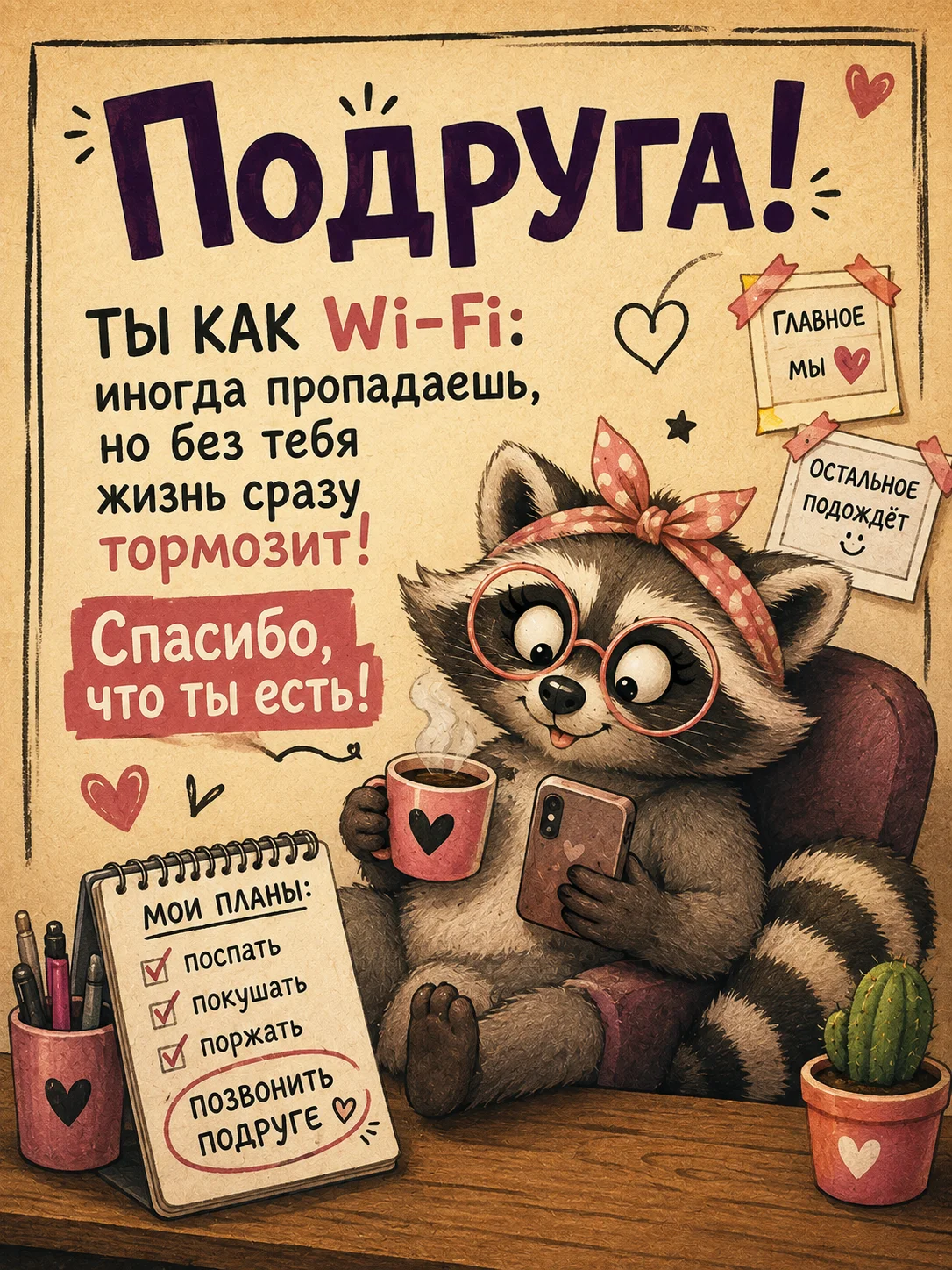 Открытка «WiFi подруга»