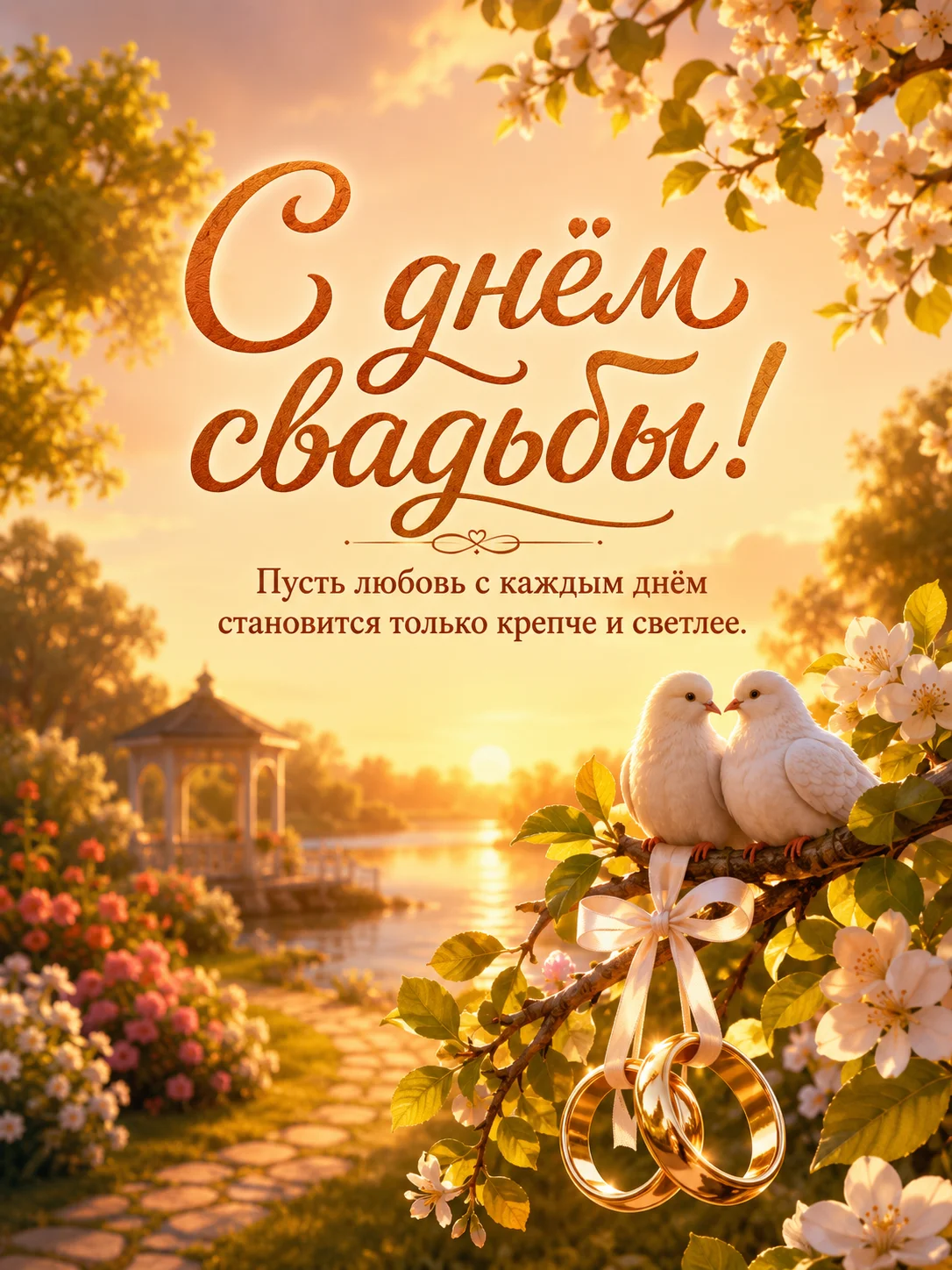 Открытка «С днем свадьбы»