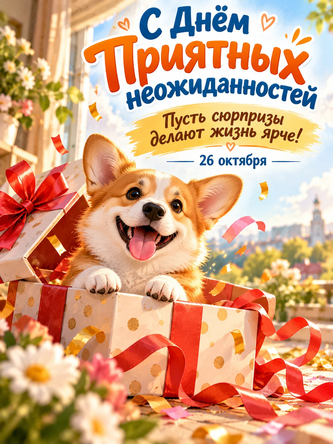 Открытка «С Днём приятных неожиданностей»
