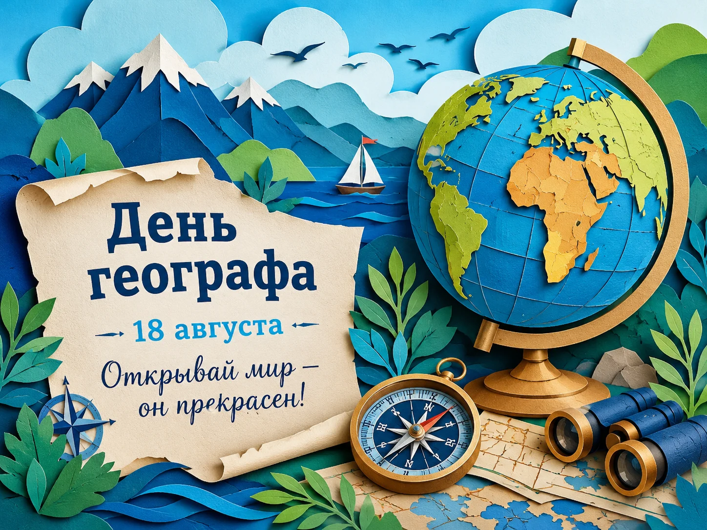 Открытка «День географа»