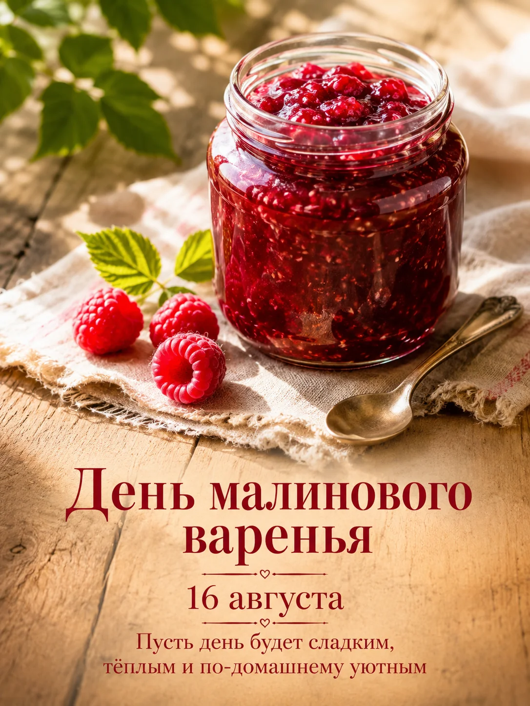 Открытка «День малинового варенья»