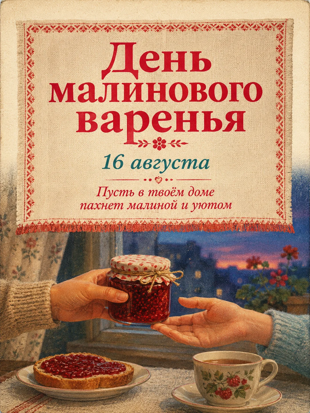 Открытка «День малинового варенья»