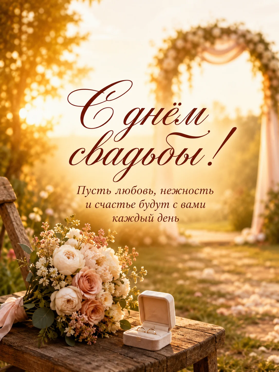 Открытка «С днем свадьбы»
