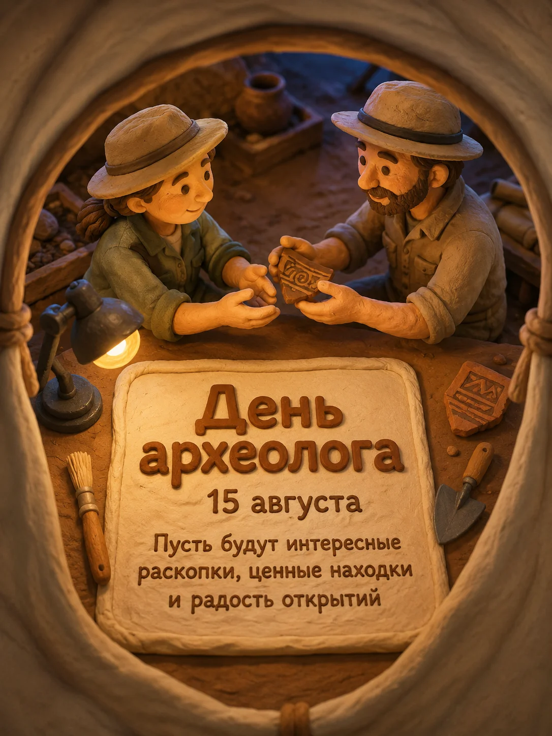 Открытка «День археолога»