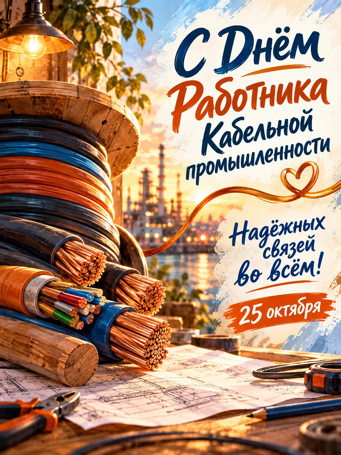 Открытка «С Днём Работника Кабельной промышленности»