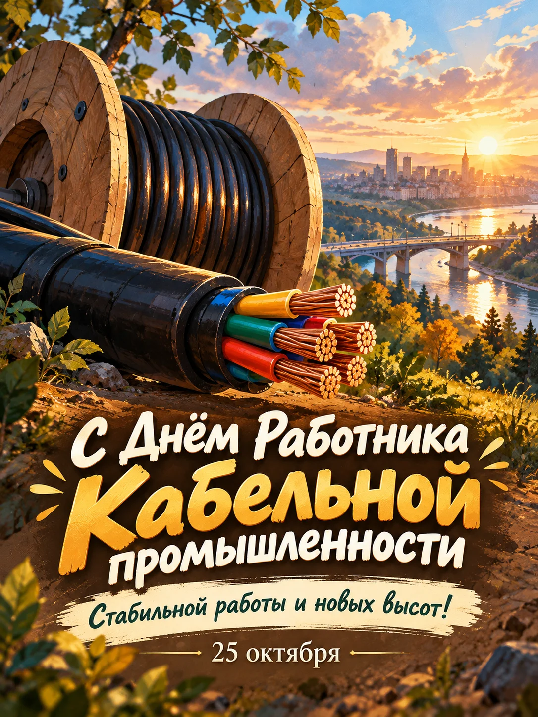 Открытка «С Днём Работника Кабельной промышленности»
