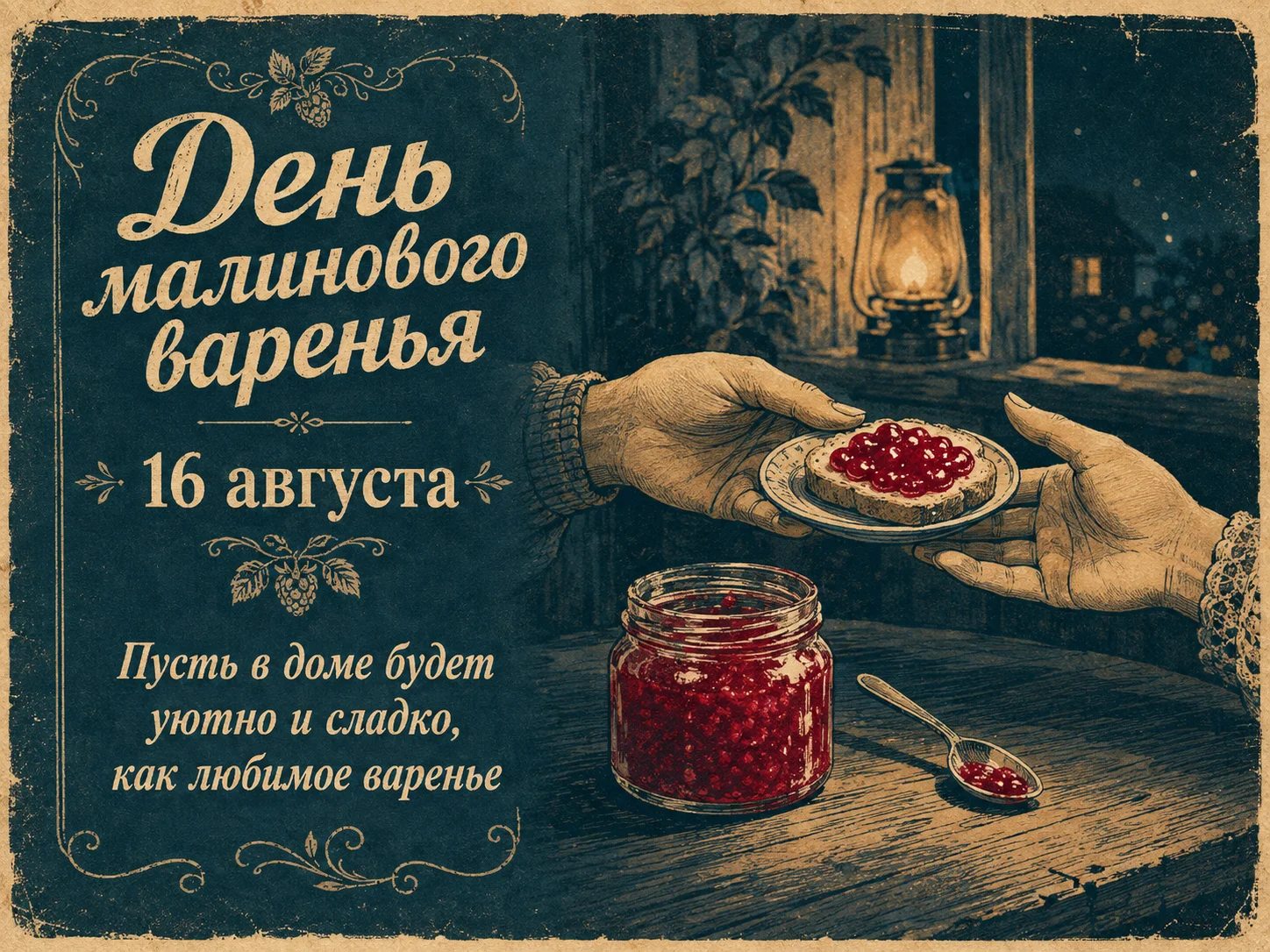 Открытка «День малинового варенья»