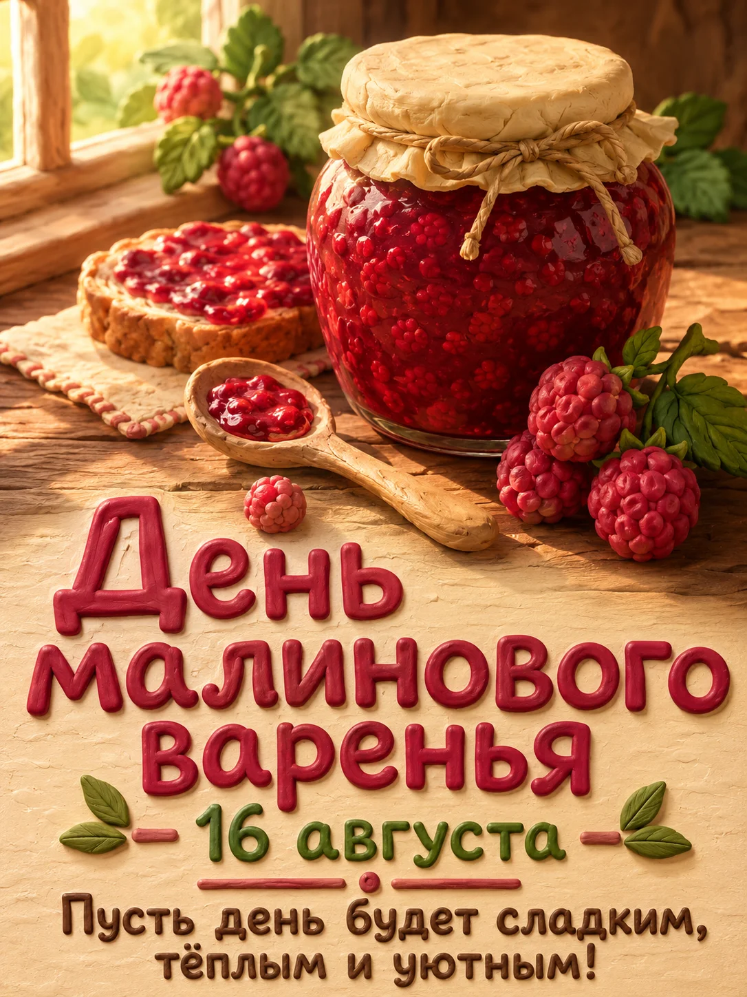 Открытка «День малинового варенья»