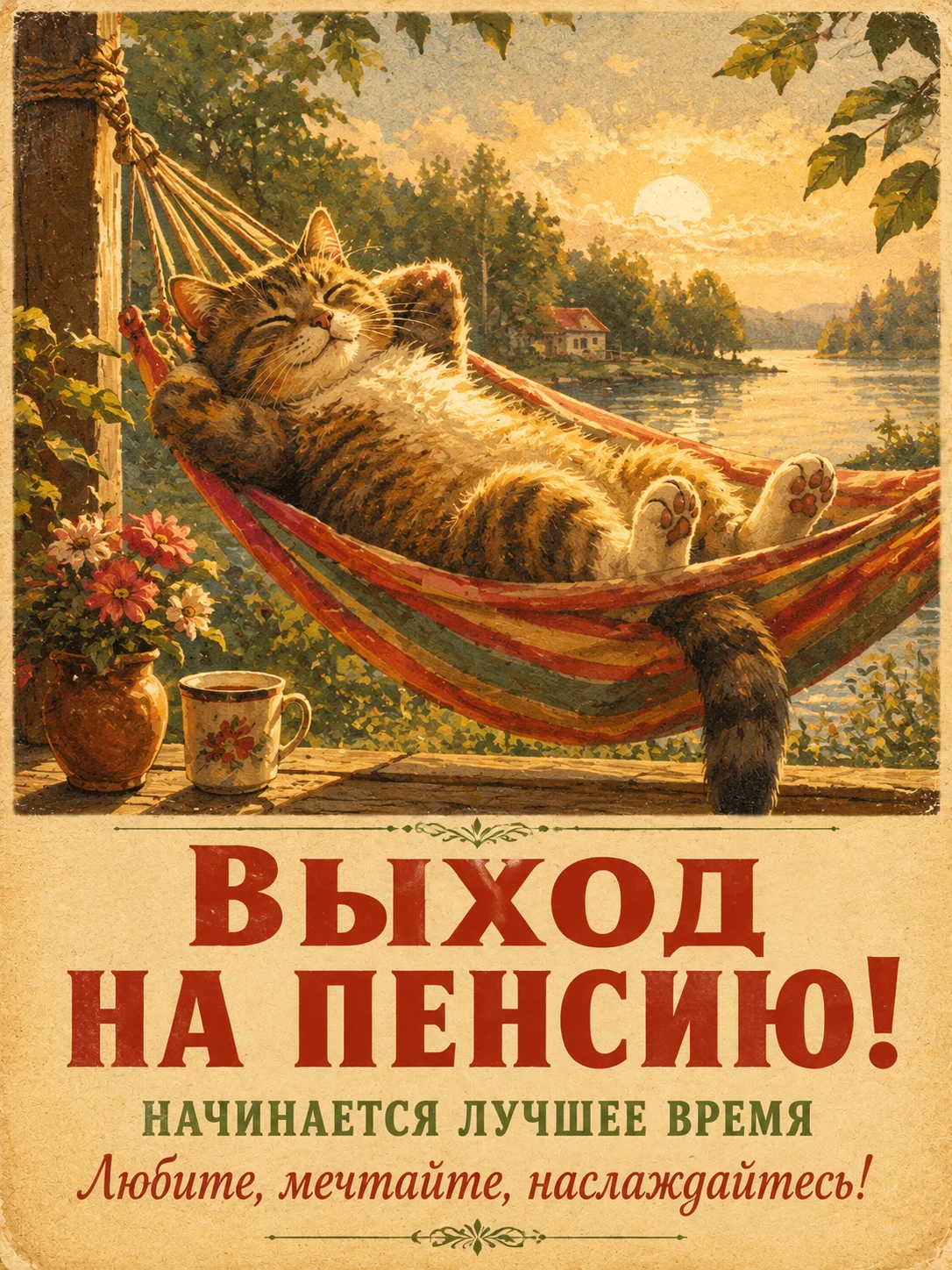 Открытка «С выходом на пенсию»
