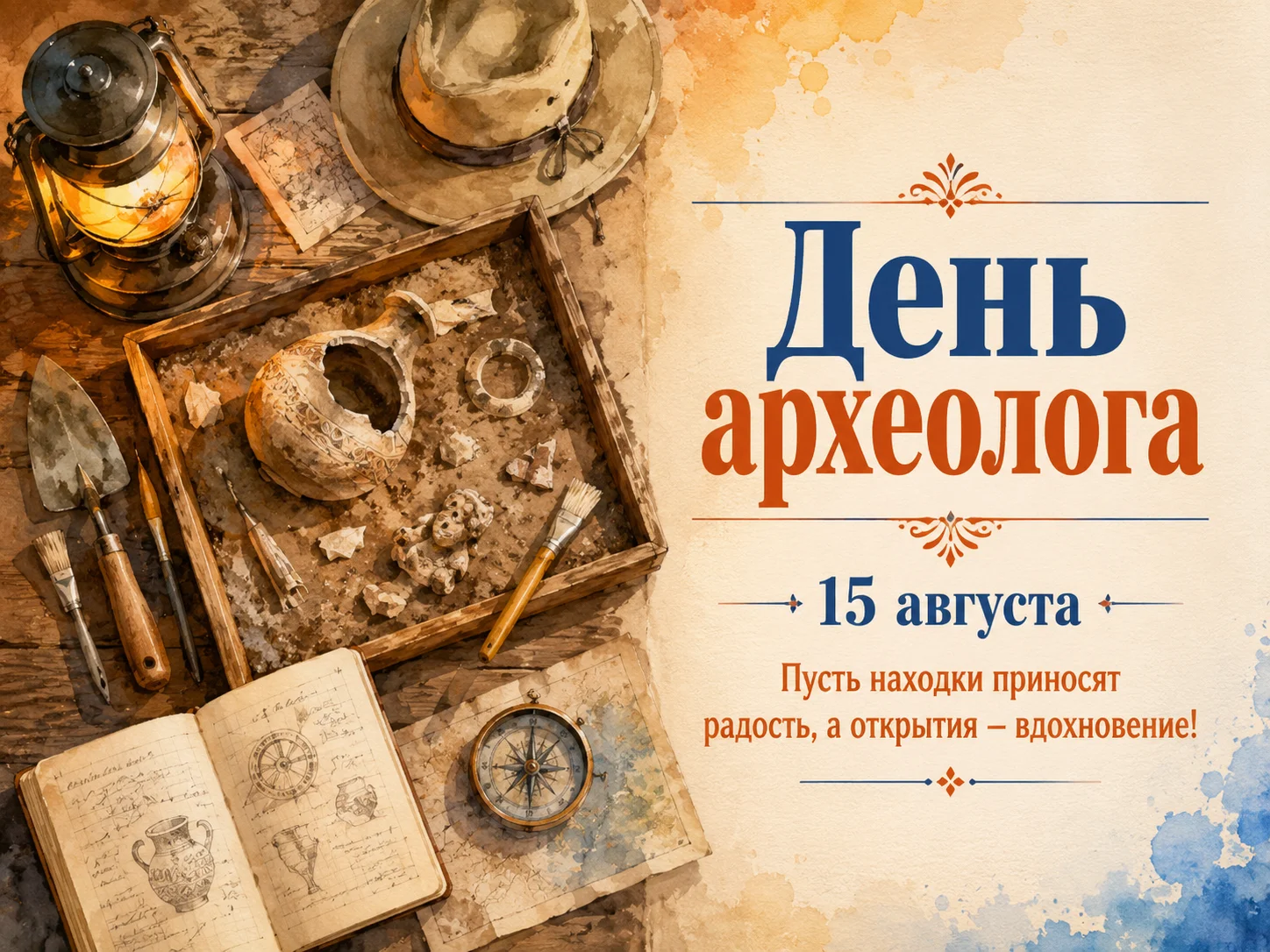 Открытка «День археолога»