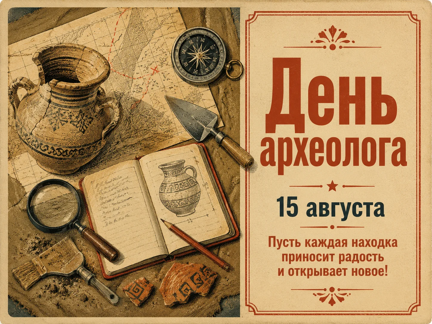 Открытка «День археолога»