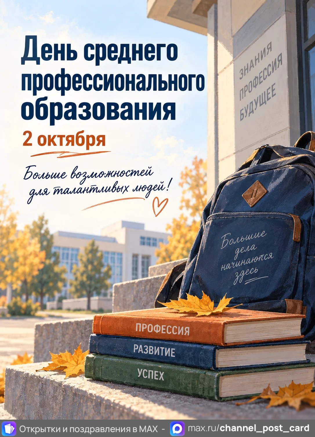 Открытка «С Днем Среднего Профессионального образования»