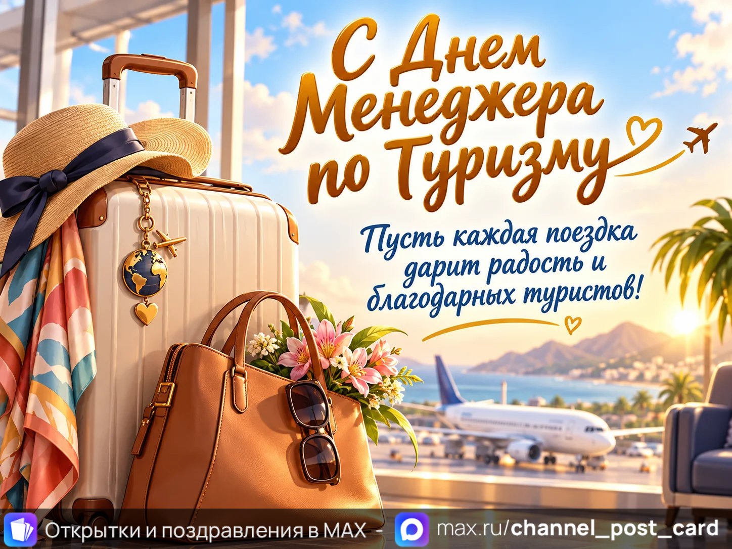 Открытка «С Днем Менеджера по туризму»
