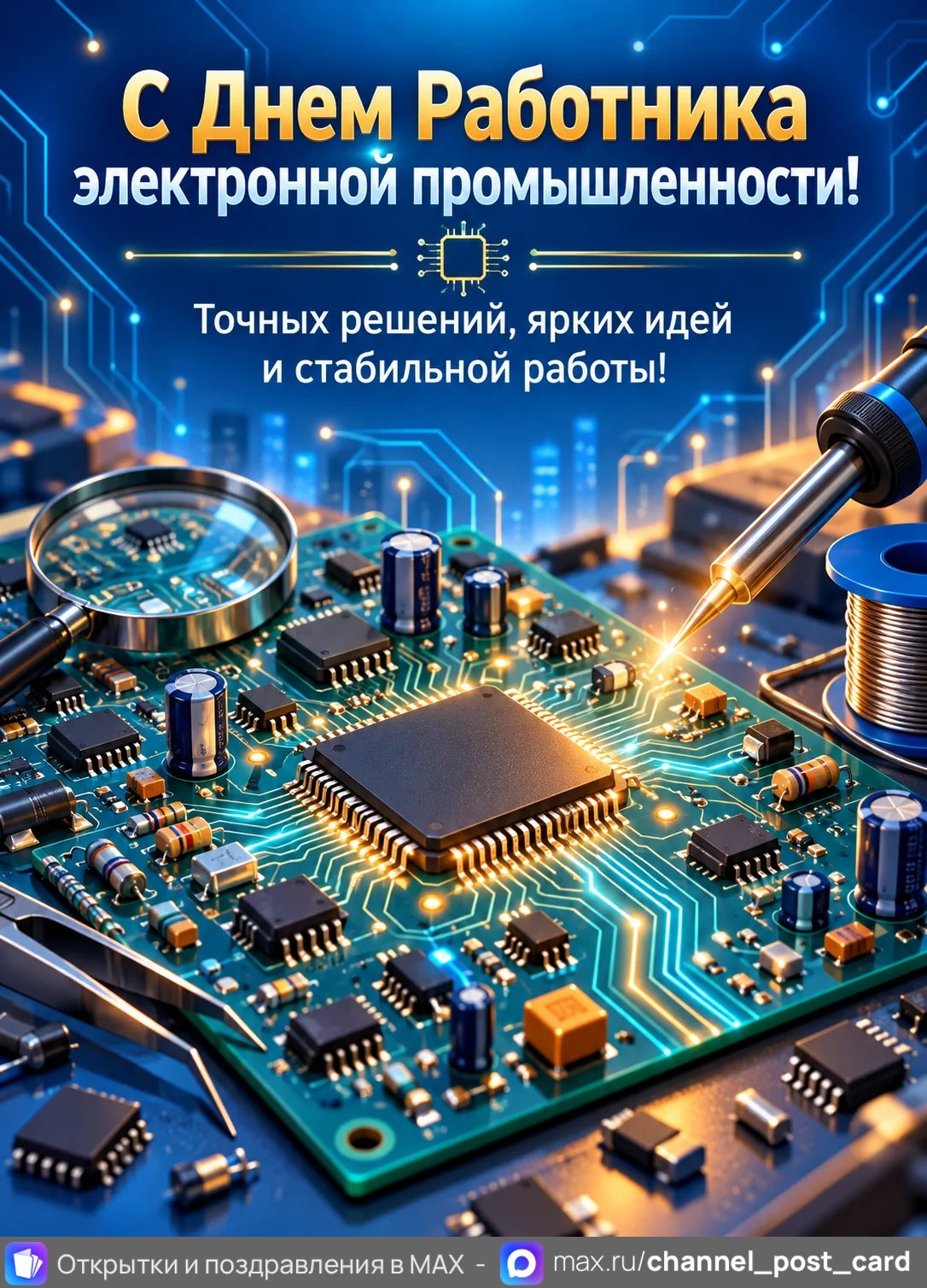 Открытка «С Днем Работника Электронной промышленности»