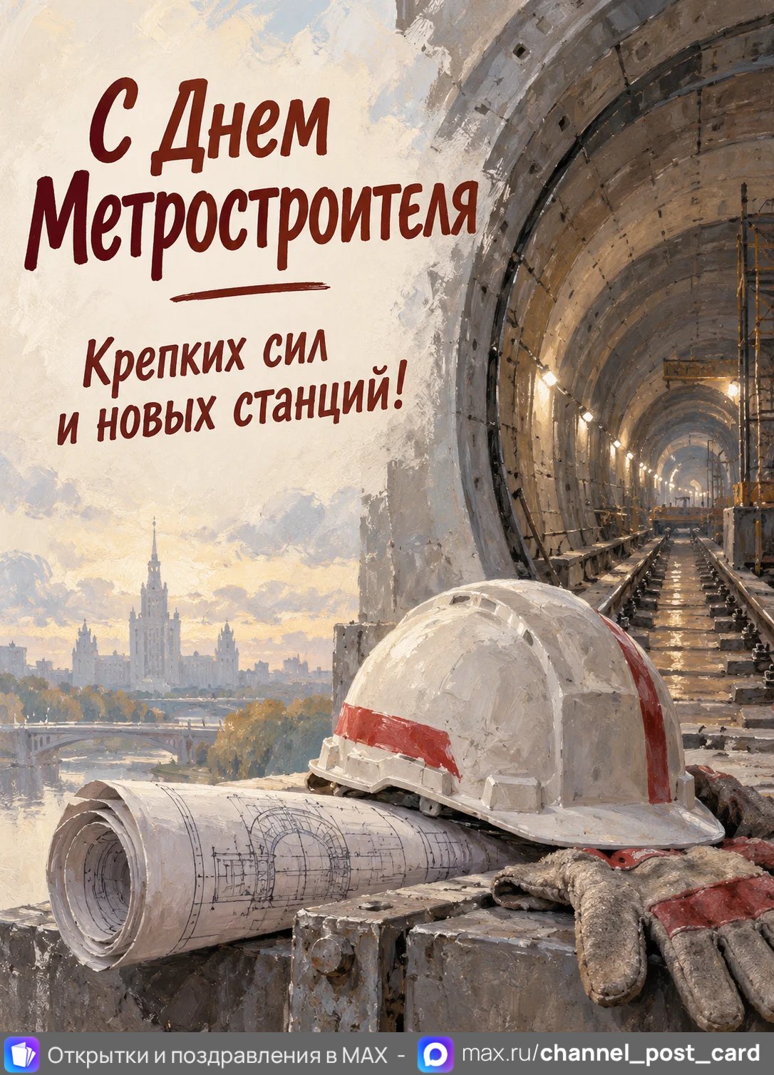 Открытка «С Днем Метростроителя»