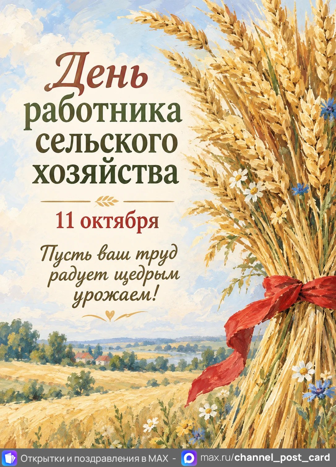 Открытка «С Днём работника сельского хозяйства»