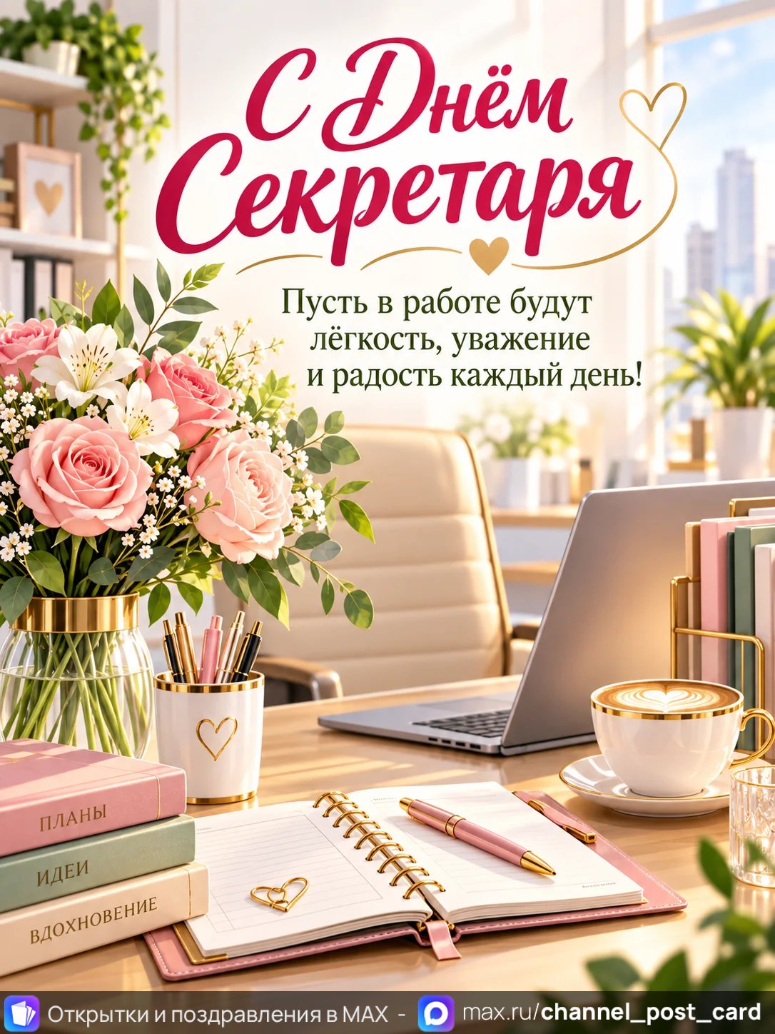 Открытка «С Днём Секретаря»