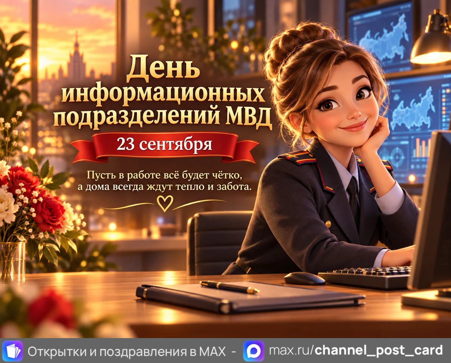 Открытка «День информационных подразделений МВД»