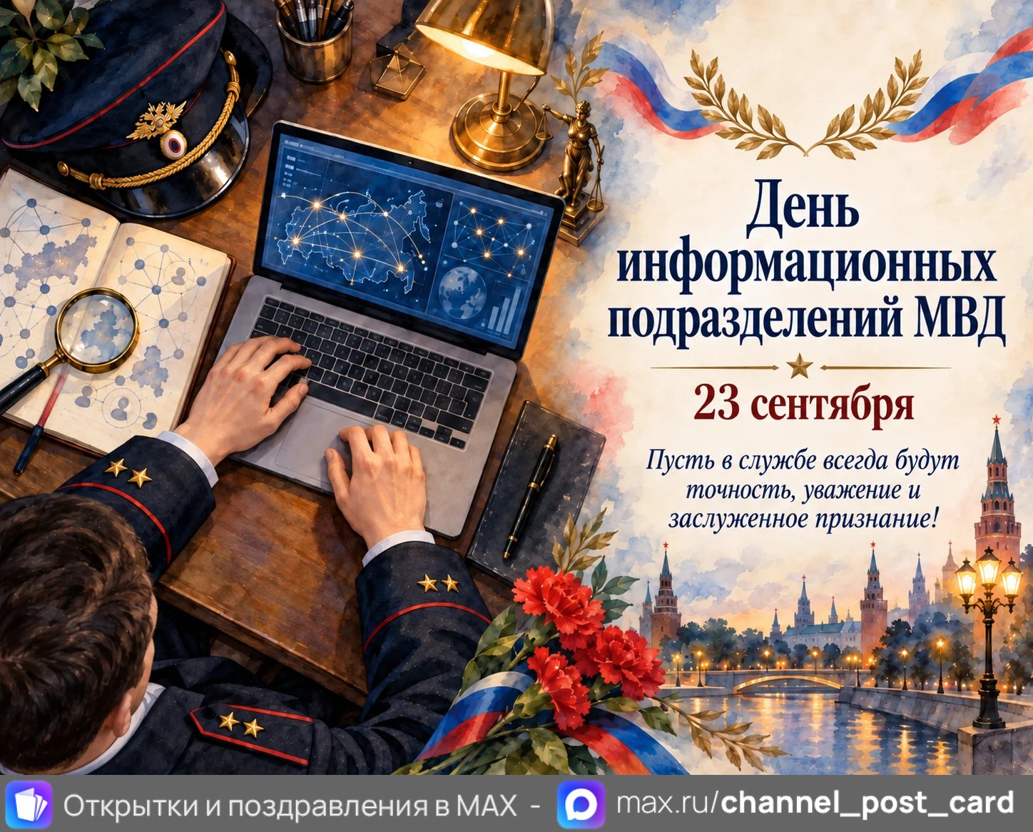 Открытка «С Днём информационных подразделений МВД»
