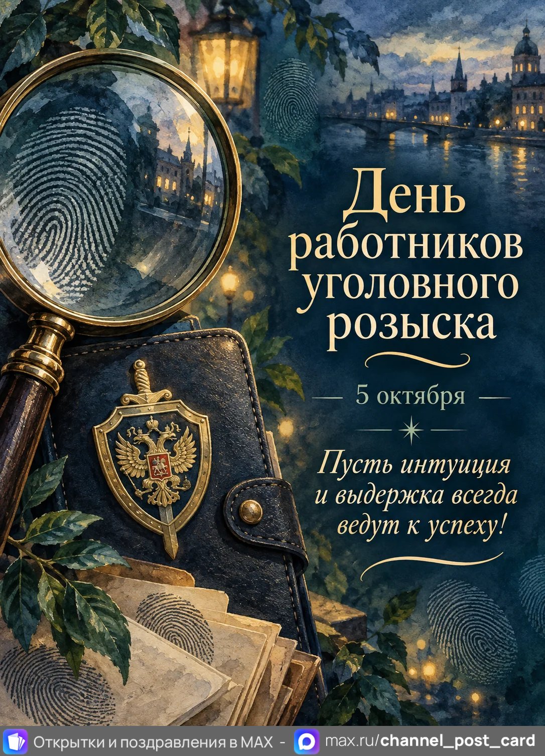 Открытка «С Днём Работников уголовного розыска»