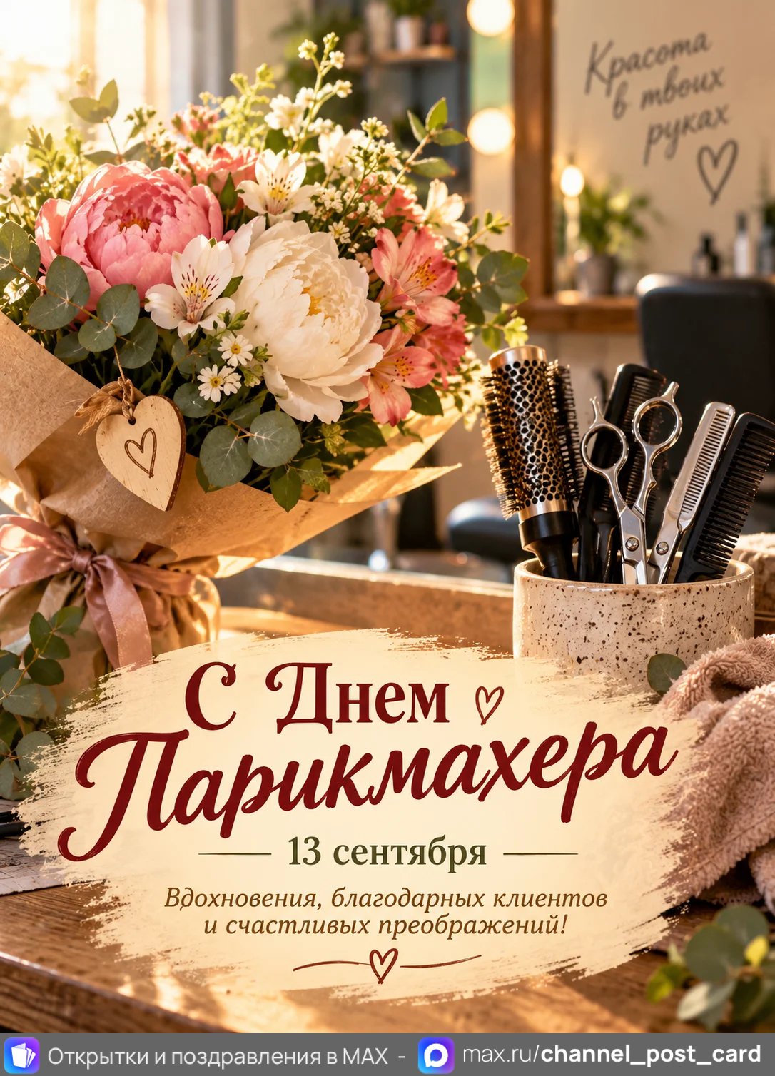 Открытка «С Днём Парикмахера»