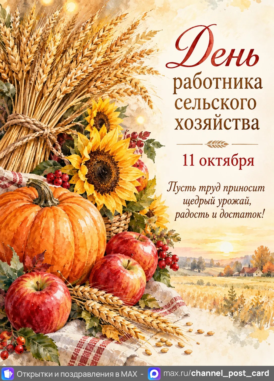 Открытка «С Днём работника сельского хозяйства»
