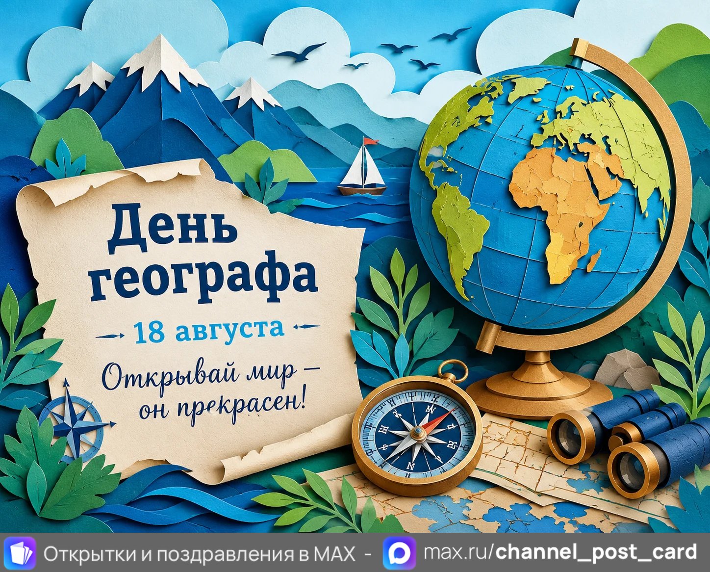 Открытка «День географа»