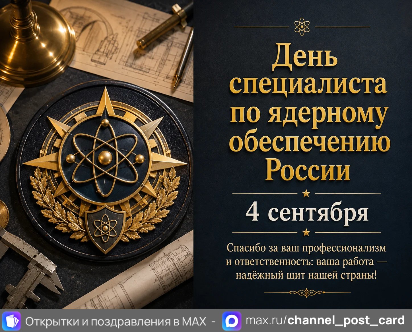 Открытка «День Специалиста по Ядерному Обеспечению России»