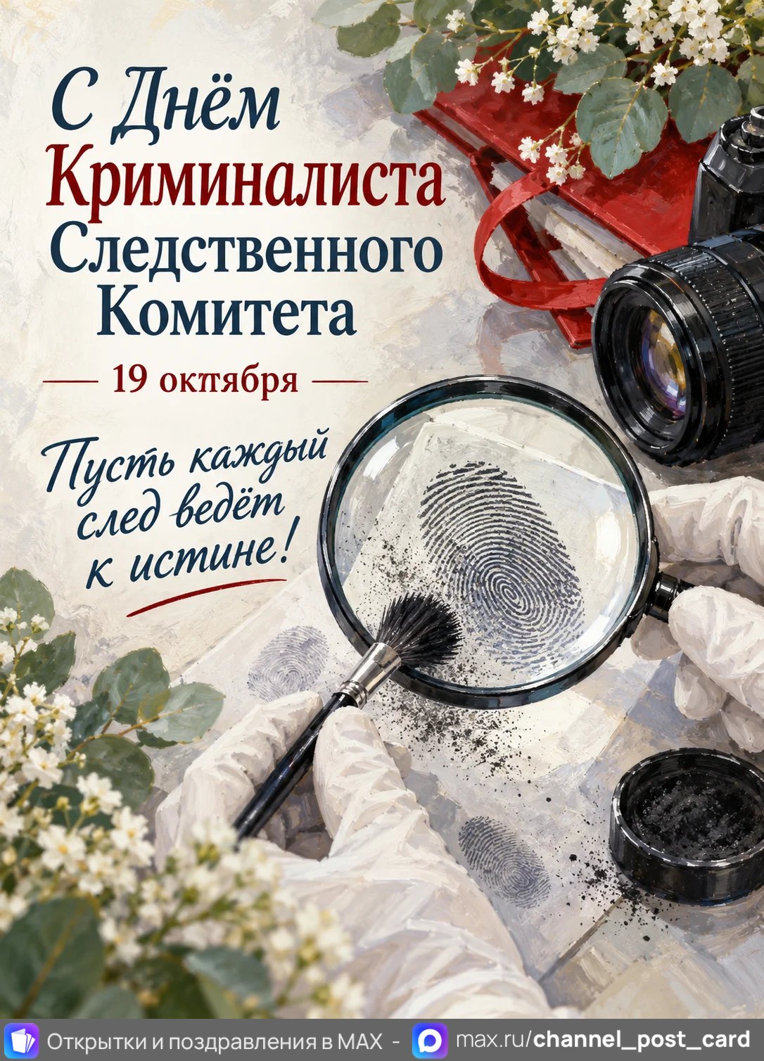 Открытка «С Днём Криминалиста Следственного Комитета»