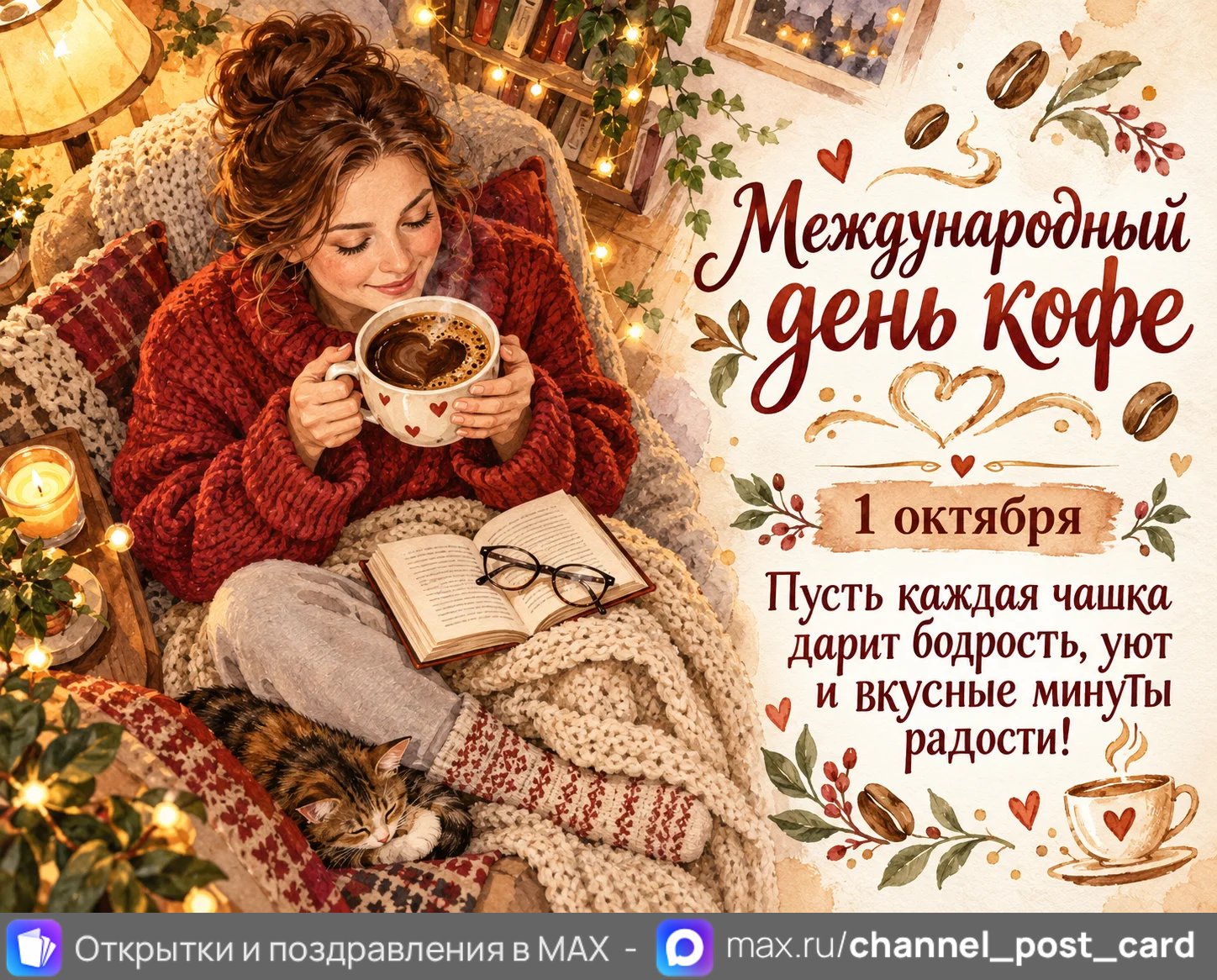 Открытка «С Днем Кофе»