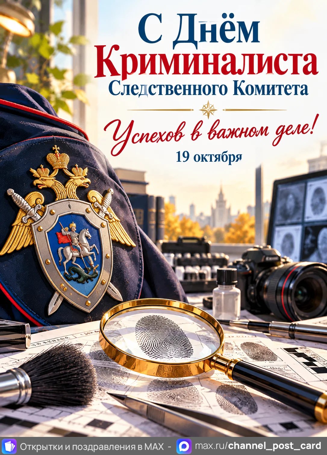 Открытка «С Днём Криминалиста Следственного Комитета»