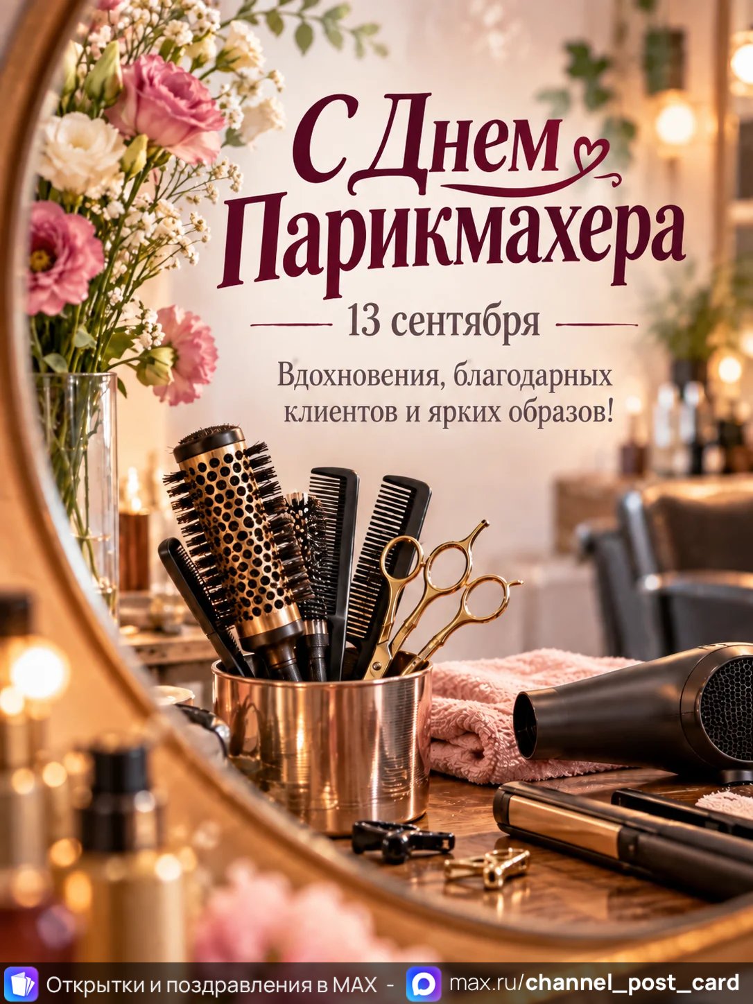 Открытка «С Днём Парикмахера»