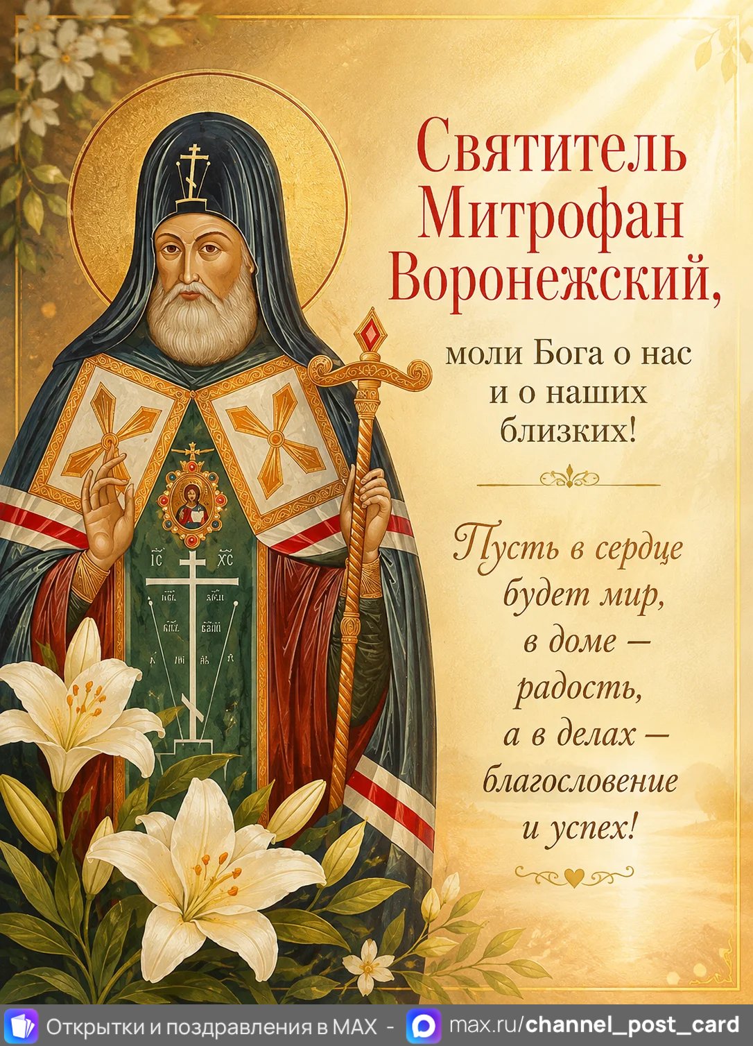 Открытки «День Митрофана Воронежского»