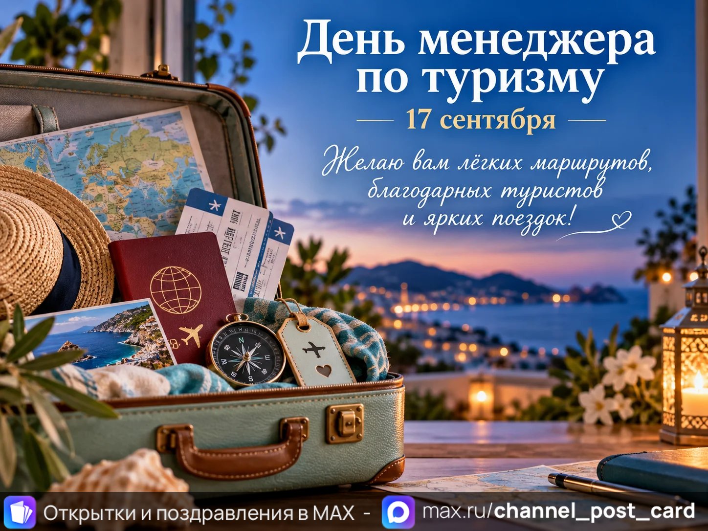 Открытка «День Менеджера по Туризму»