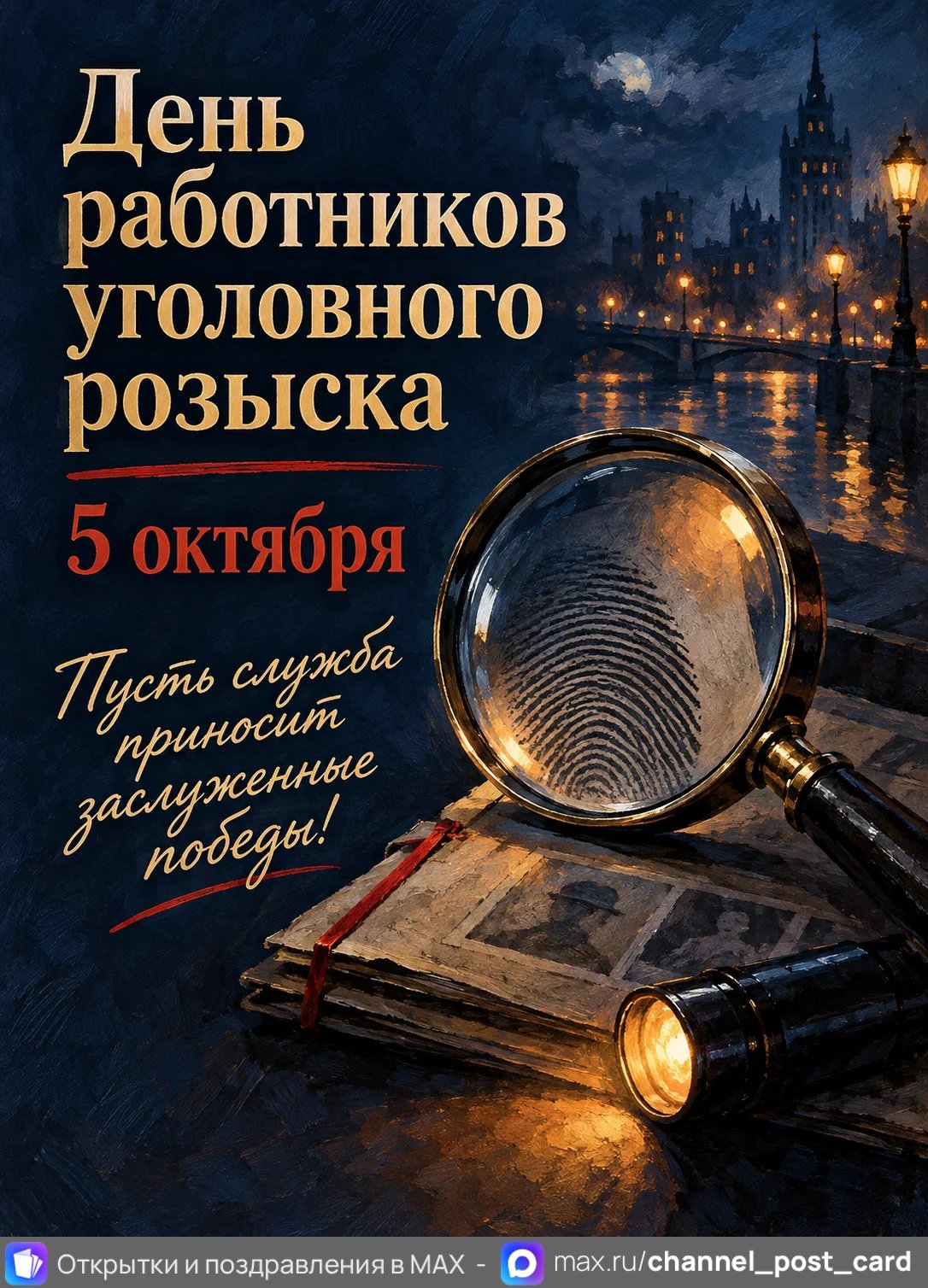 Открытка «С Днём Работников уголовного розыска»