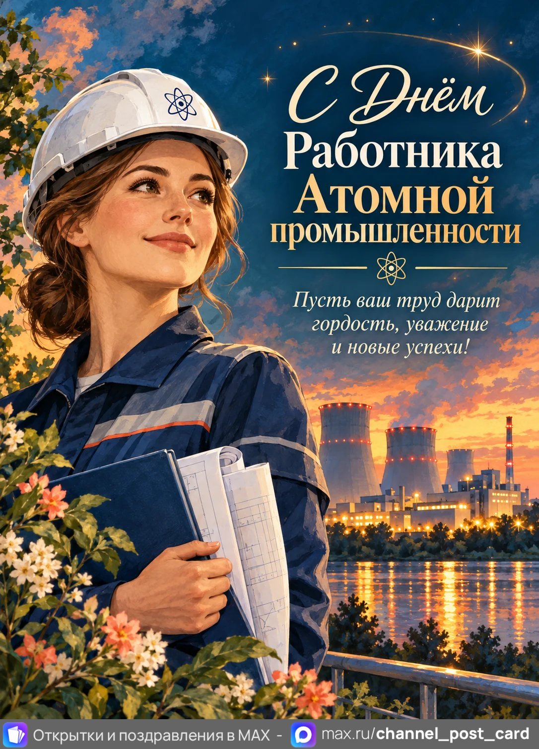 Открытка «С Днем Работника атомной промышленности»