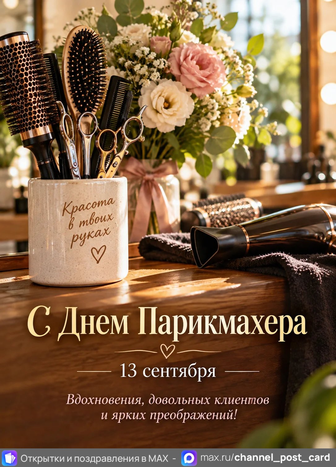 Открытка «С Днём Парикмахера»