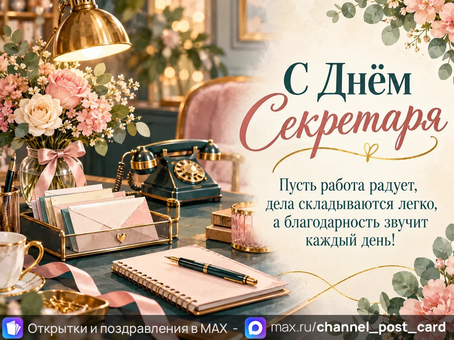 Открытка «С Днём Секретаря»