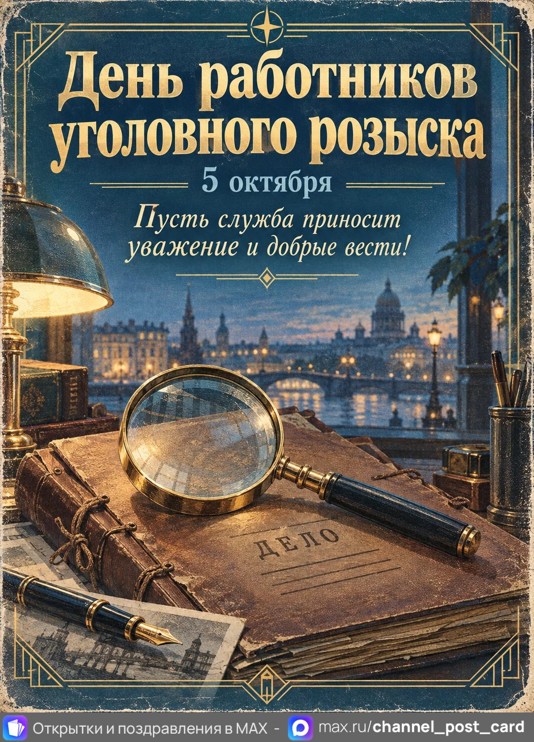 Открытка «С Днём Работников уголовного розыска»