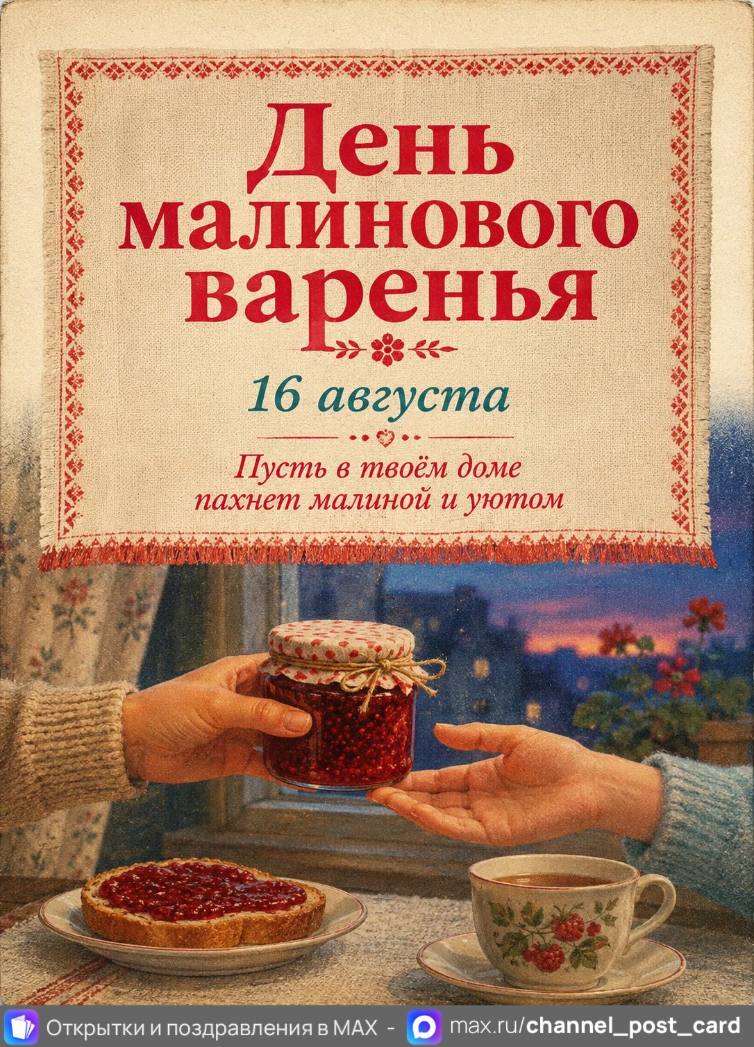 Открытка «День малинового варенья»